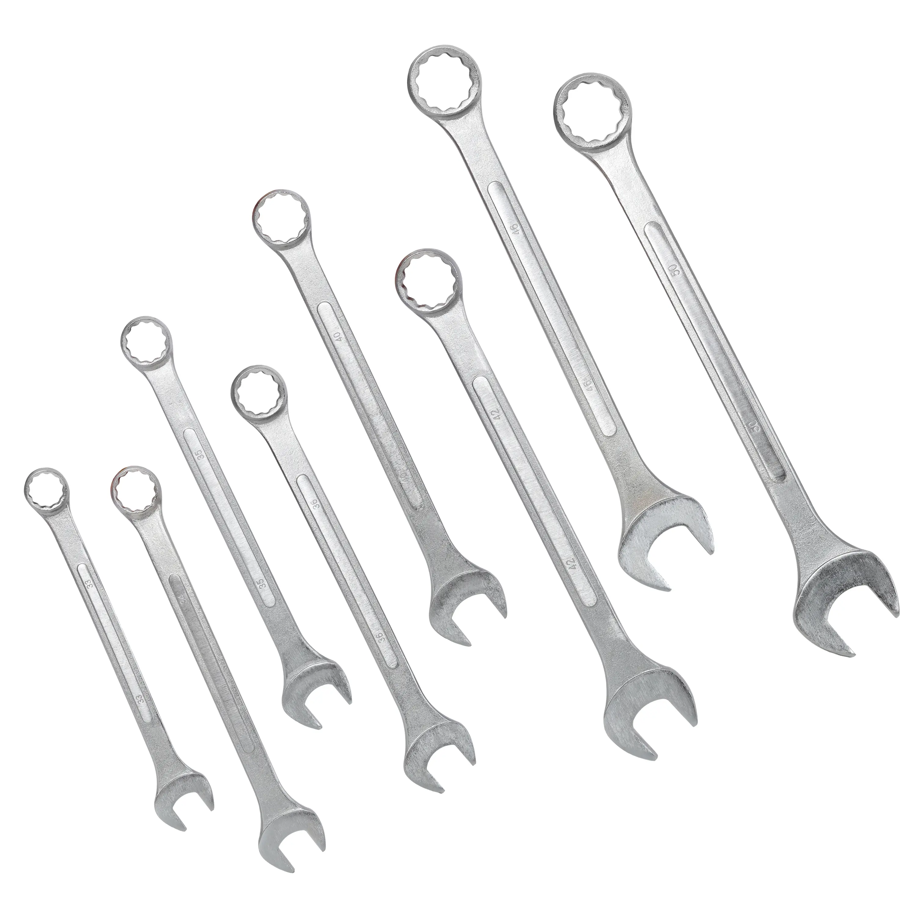 8pcs Metric Jumbo Combination Wrench Set Extra Larget, MM 33mm, 34mm , 35mm, 36mm , 40mm, 42mm , 46mm, 50mm,Chrome Plated, Green Storage Bag