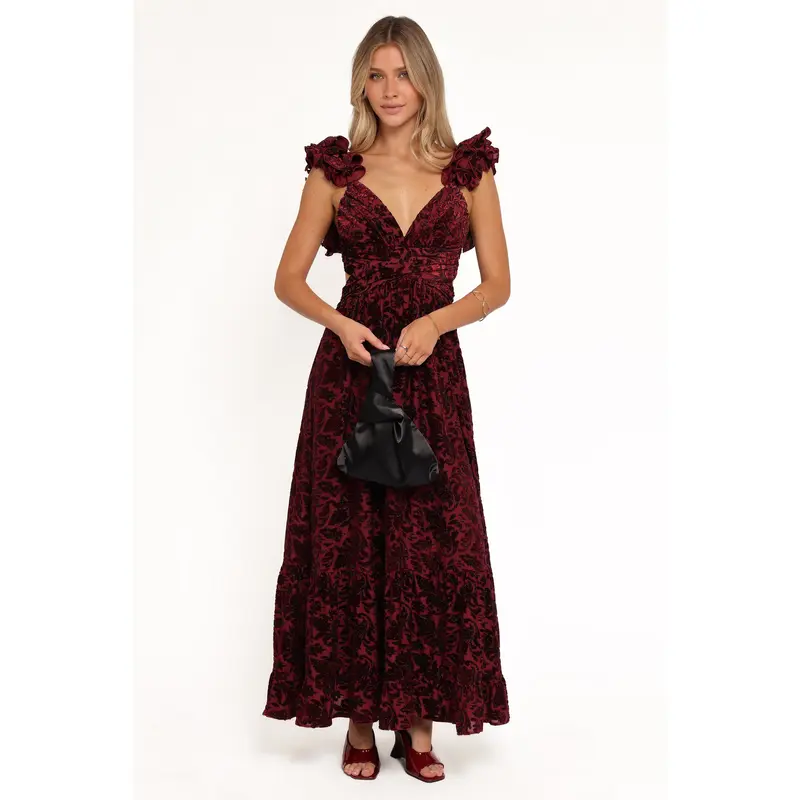 burgundy floral dress - TikTok Shop