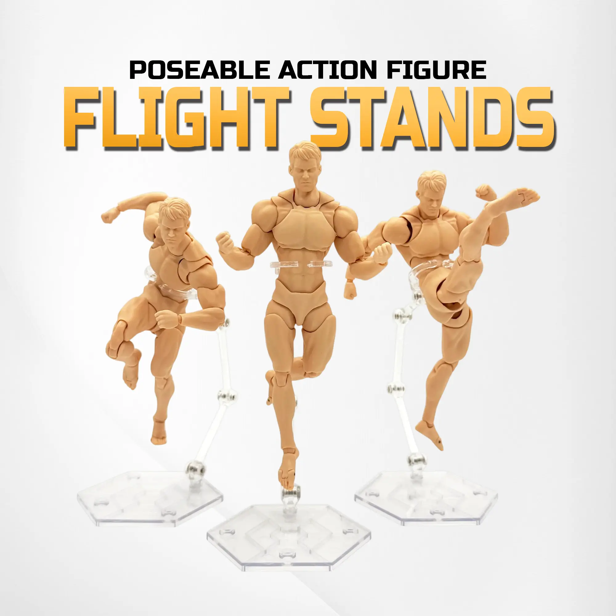 Poseable Flight Stands for Action Figures - 3 Pack - Screwdriver Included - Designed For Action Figures 4in-7in - Figure/Doll Accessories