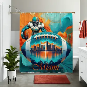 Copycat-Creations 2nd Edition Miami Football Shower Curtain - Themed Design for Fans of Miami Football - Unique Addition to Your Bathroom