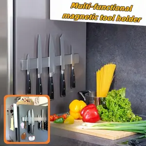1-piece high-grade magnetic knife holder for refrigerator, non-sliding, easy-to-install walls-stainless steel, non-bored kitchen organizer with hook magnetic knife holder