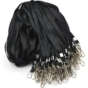 Affordable Lightweight Flat Lanyards (100-Count) for ID Badges, J-Hook Badge Clip Included, Suitable for Women, Adults, Cruise Use