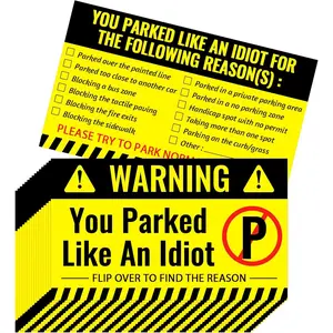 100 count Bad Parking Cards You Parked Like an Idiot Cards 3.5 x 2 Inches Bad Parking Stickers Funny Parking Violation Cards with Multi Violation Reasons (Style 1)