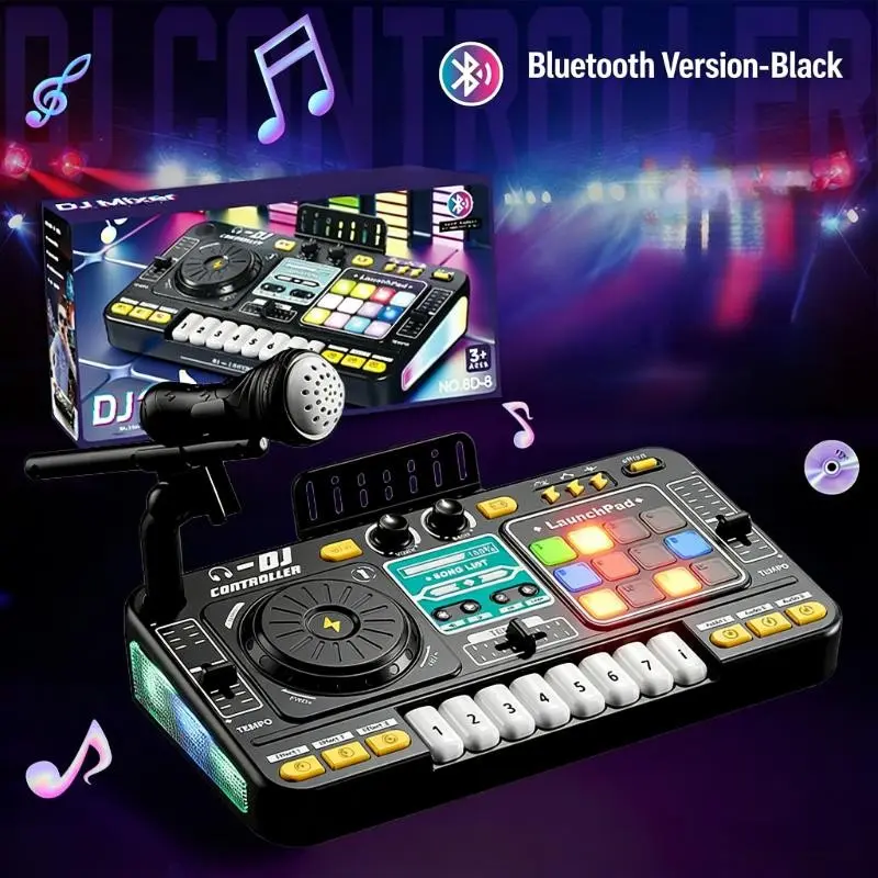 Multifunctional Digital DJ Controller Toy, Music Simulation Toy with Microphone and Piano Keys, Educational Home Entertainment Toy for Kids