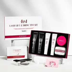 4-in-1 Permanent Eyelash and Brow Coloring Kit, Eyebrow Tint Kit, Professional Cosmetics Tool, Salon and Home Use, Perfect Eye Makeup Set, Paraben-Free Balm