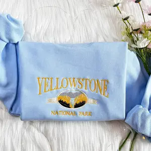 Embroidered Yellowstone National Park Sweatshirt or Embroidered Grand Canyon Hoodie - Montana T-shirt, Crew Neck Sweatshirt Embroidered Gift CI