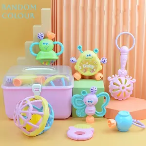 Baby Rattle Handbag Teething Relief Set, Baby Teething Toy and Early Educational Toy for 3-12 Months, Newborn Silicone Educational Teether, Random Color