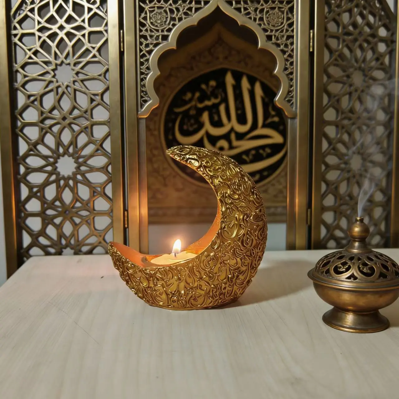 Islamic Candle Holder Ramadan Gift, Arab Style Decorative Piece, Soft Furnishing for Restaurants, Cross-Border Designer Item