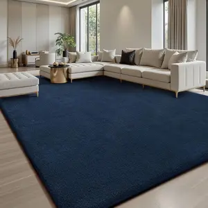 FAMVAL Large Size Plush Rugs Big Fluffy Area Rug Non-slip Soft Shaggy Ultra-comfortable Carpet Mats for Livingroom Bedroom Nursery Home Decor Navy Blue Christmas gifts