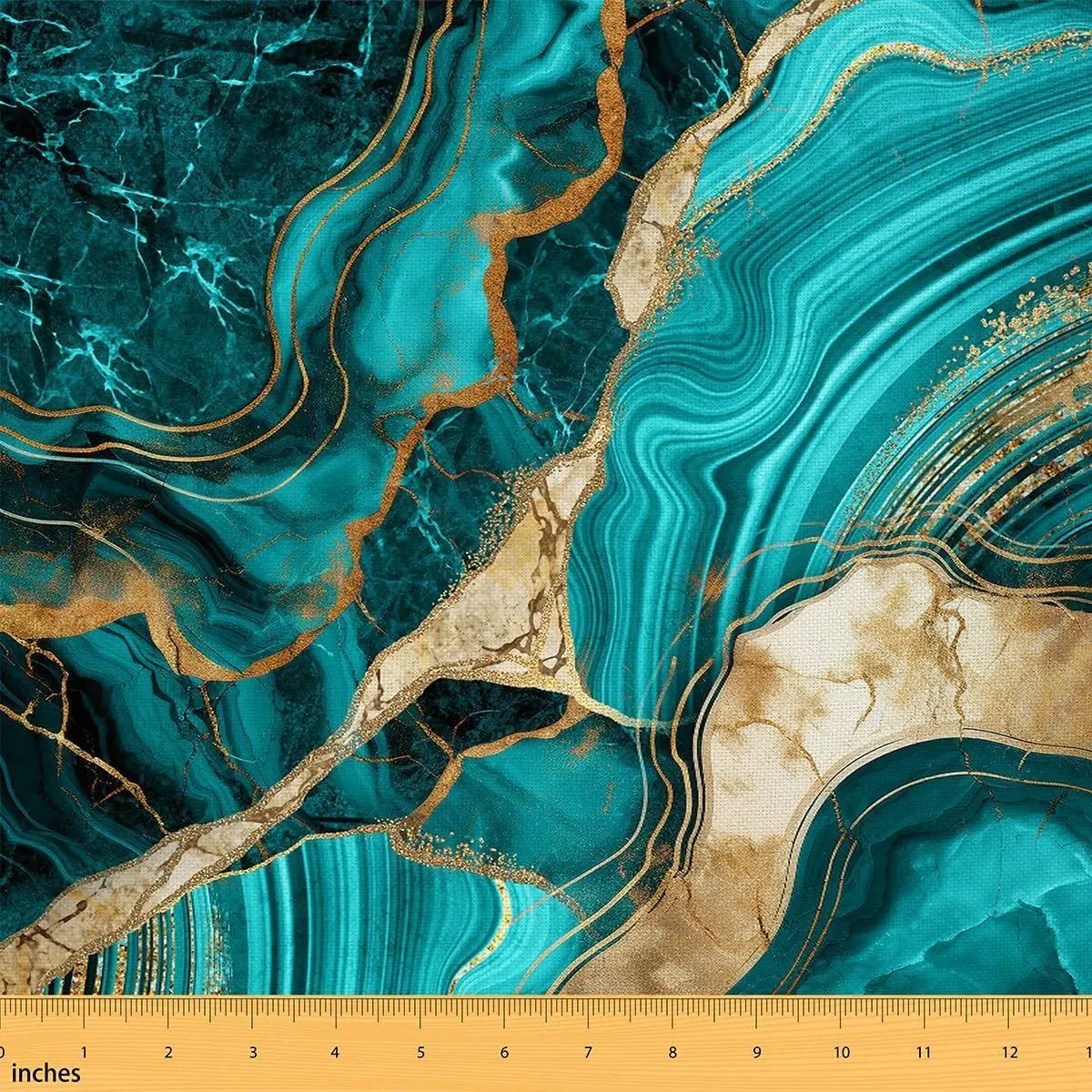 Teal Marble Fabric,Gold Crack Upholstery Fabric,Abstract Metallic Decorative Fabric,Shinny Boho Hippie Fluid Craft Patchwork Indoor Outdoor Fabric