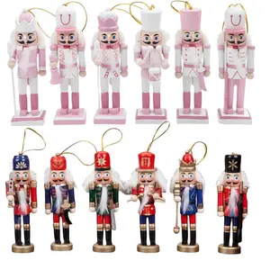 12 PCS 4.7Inch Christmas Nutcracker Ornament Set Nutcracker Figures with Opening Mouths Christmas Decorations for Xmas Tree Table Decor