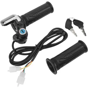 Electric Bike Throttle, 48V Half-Twist Throttle Grip Lock Key Set LED Display Ebike Throttle for Ebike Motorcycle Scooter