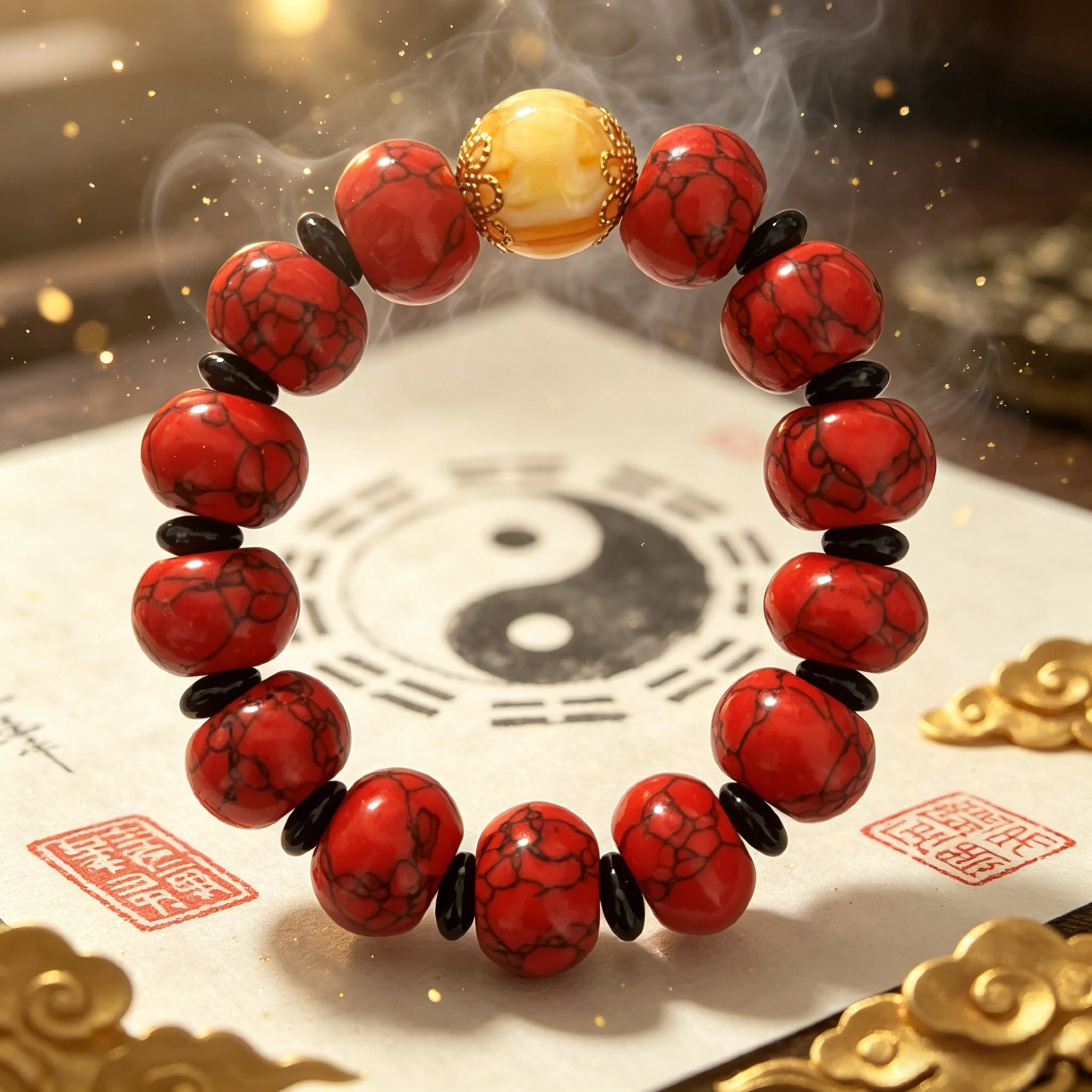 Taoist Red Agate Bracelet for Protection & Luck, Inner Strength, and Negative Energy Transformation, Religious