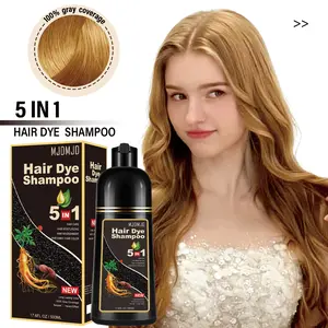 Natural Blonde Brown Hair Dye Shampoo 5-in-1, 500ml – Semi-Permanent Gray Hair Coverage with 5 Herbal Extracts, Ammonia-Free Color Depositing Shampoo & Conditioner, Long-Lasting Color in 10-15 Mins for Women & Men, Easy At-Home Use