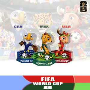 World Cup 2026 Mascot Figurines Set of 3, Clutch Zayu Maple Toy Soccer Fan Gift Set, Collectible Decoration for USA Mexico Canada Host Countries