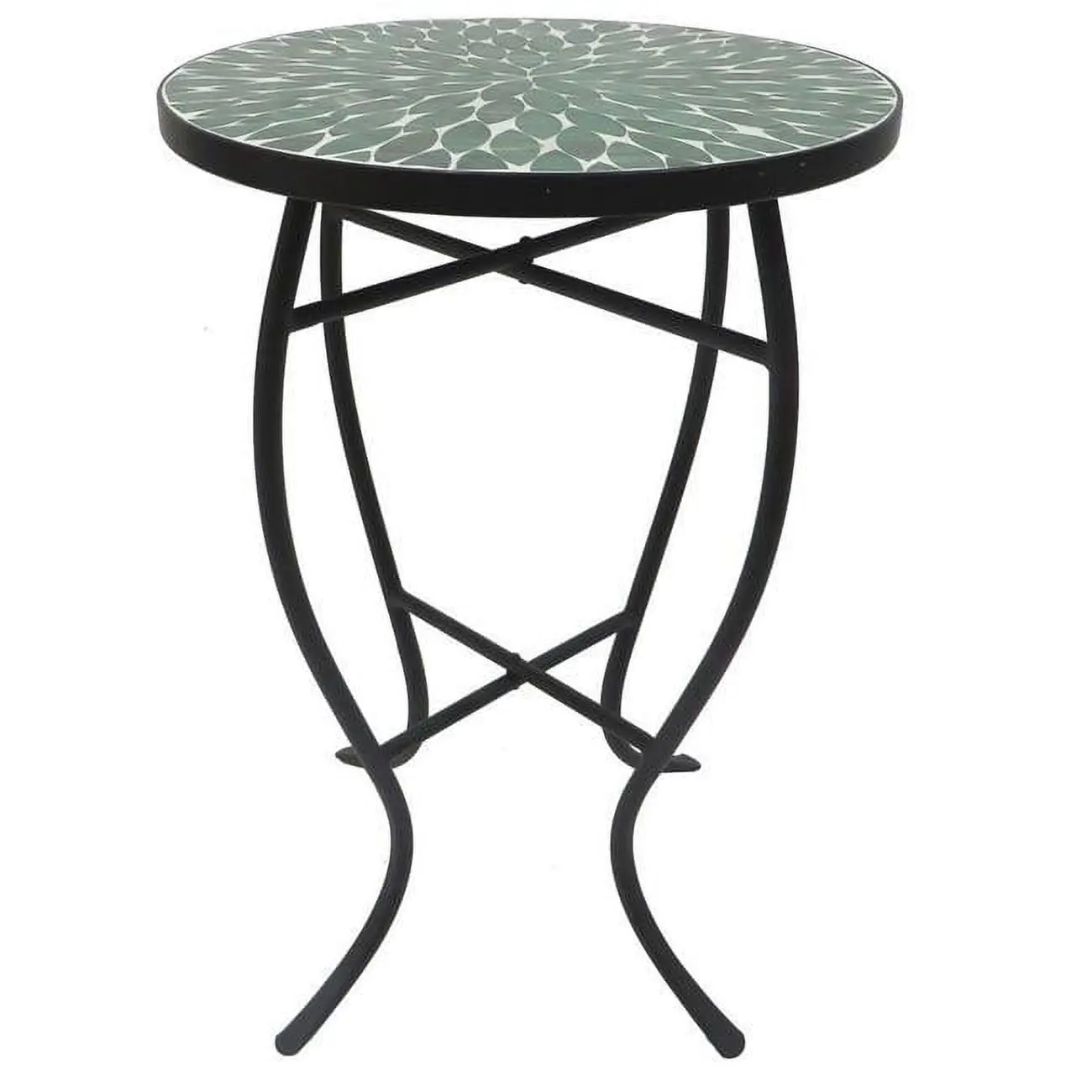 Mosaic Art Collection Leaf Green Accent Table, Outdoor Plant Stand Side Table, Plant Stand Side Tables