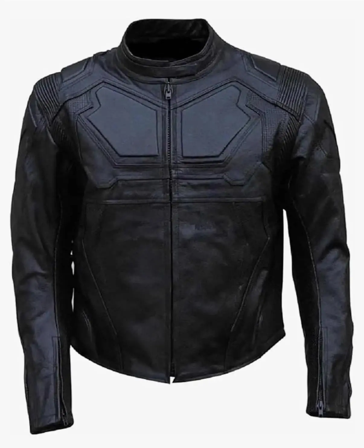 Men's Black Lambskin Leather Motorcycle Jacket with CE Armor Size Large | Genuine Lambskin, CE Armor Protection, Perforated Panels, Zip Closure, Biker Style
