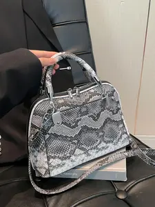 Fashionable Snakeskin Embossed Handbag, Casual Versatile Shoulder Bag for Women, Trendy All-match Crossbody Bag for Daily Use