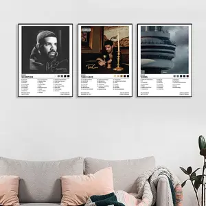 3-piece Drake/SCORPION/Take Care/Views music album cover canvas Print poster set, unframed art print, hip-hop R&B style, suitable for music lovers, modern art decor, bedroom and home office wall decoration, music room decoration, frameless.