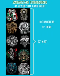 Mexico Designs #1 DTF Gang Sheet 22"X60"