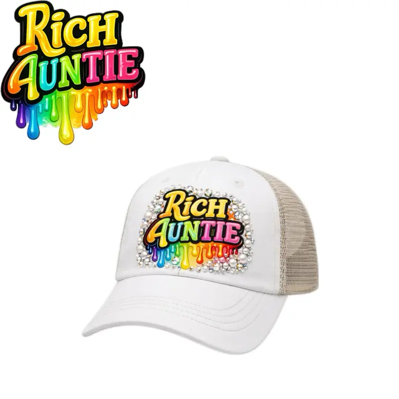 Rich Auntie DTF PRINT - Vibrant Rainbow Drip Design for Unique Fashion Statements Colorful
