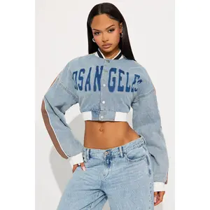 Los Angeles City Denim Bomber Jacket - Light Wash