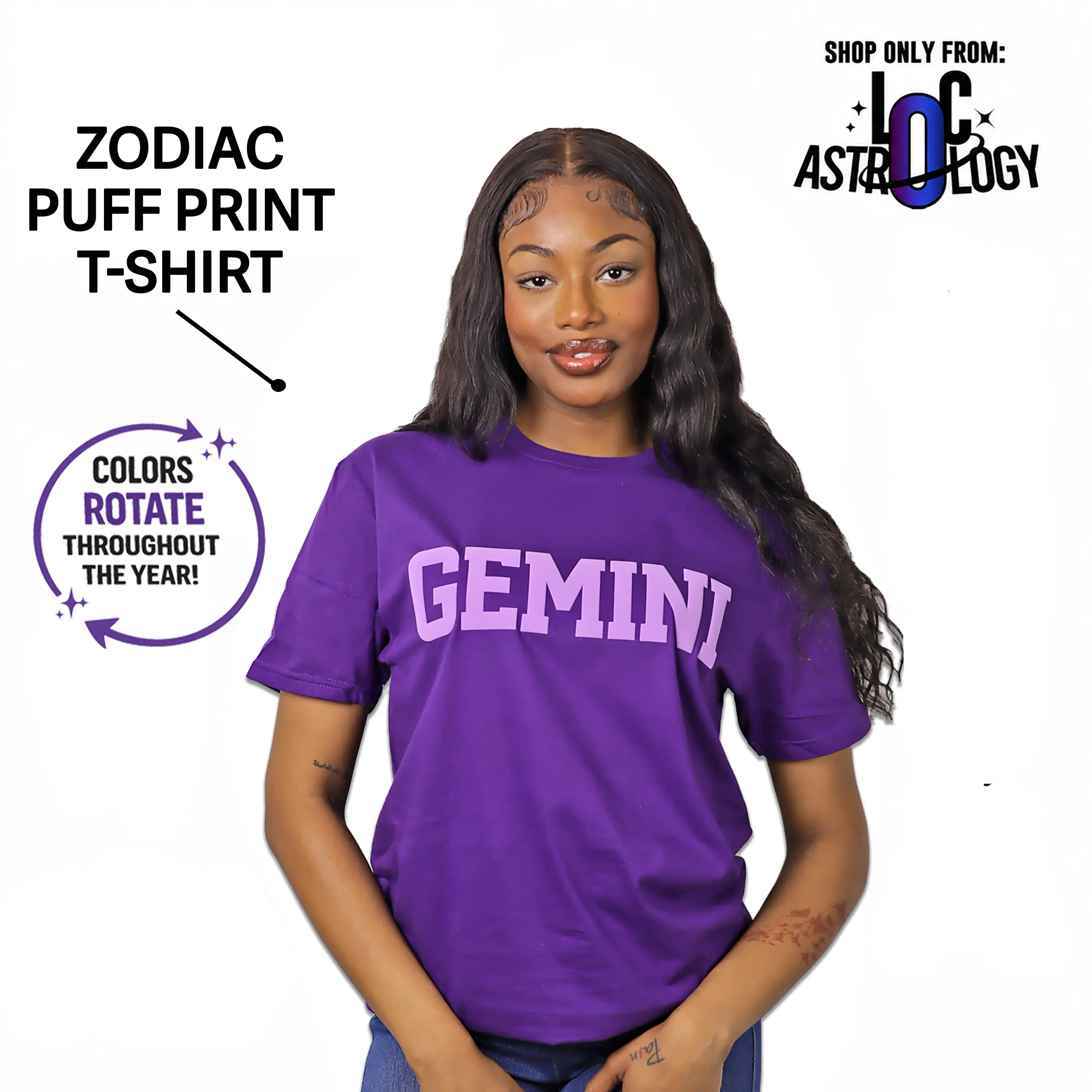 T-Shirt: Zodiac and Astrology Puff Print Unisex T-Shirts, Choose Your Color T-Shirt Style