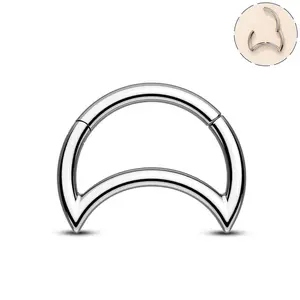 Oufer Titanium 16G Crescent Moon Septum Ring - Sleek Septum Piercing Jewelry, Nose Piercing Jewelry Nose Hoop