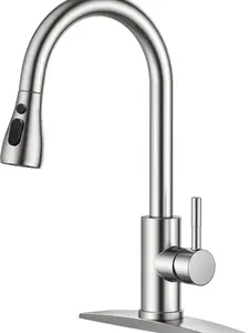 Kitchen Faucet with Pull Down Sprayer, High Arc Single Handle, Brushed Nickel, Brushed Go Home ld Finish Modern Durable Steel