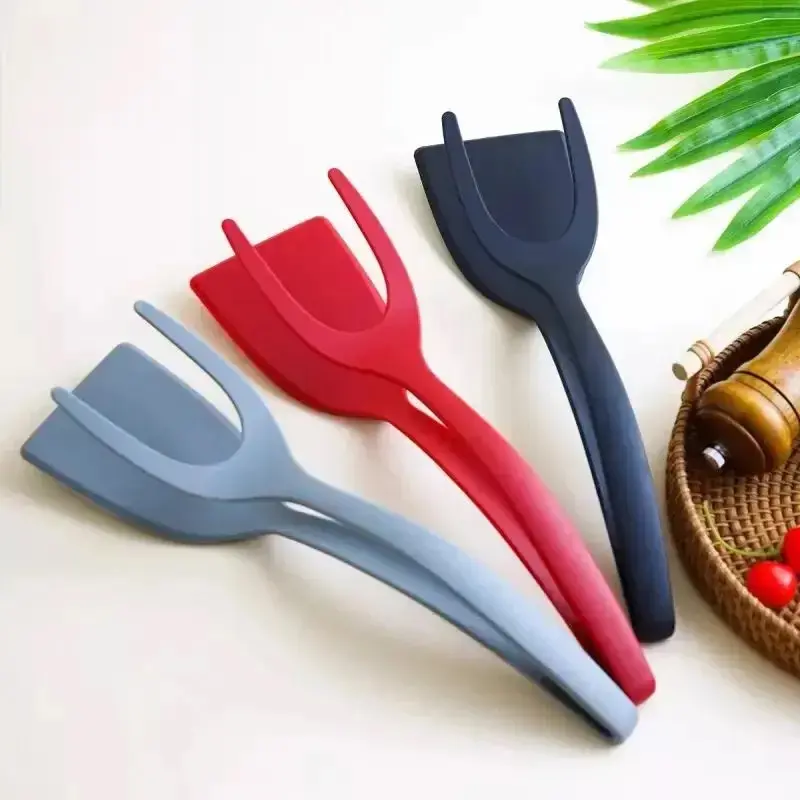 2-in-1 Silicone Turner and Spatula Tong, Egg Flipper Kitchen Gadget, Versatile Cooking Tool for Eggs, Pancakes - Kitchen Utensils, Kitchen Gadgets