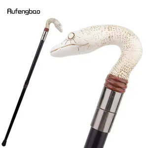 White Resin Snake Cobra Python Head Walking Cane Fashion Decorative Steel Stick Gentleman Elegant Cosplay Cane Knob Crosier Hiking Pole 93cm