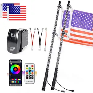3FT LED Whip Lights with Spring Base Spiral RGB Chasing Lights with APP & Remote Control, Music Antenna Whip Light for Can-Am UTV ATV RZR Can-Am SXS Polaris Offroad Truck