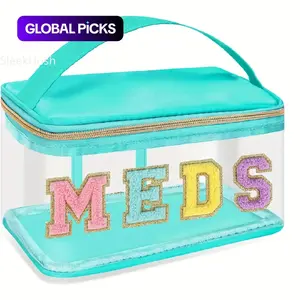 SleekHush Transparent Travel Medicine Sorting Bag with Handle, 1 Count Waterproof Medicine and Toiletries Organizer, Suitable for Home and Travel