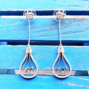 #51 Retro Light Bulb Dangle Earrings Plug-In Statement Jewelry, Cubic Zirconia Festival Accessories, Electric Light Drop Earrings, Unique Party