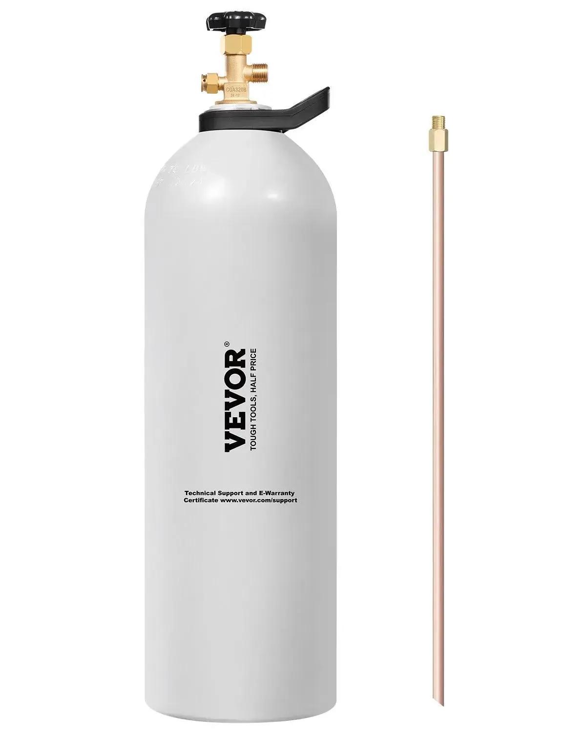 【Backtoschool】VEVOR 20 lbs Lightweight Aluminum Alloy CO2 Tank, Leak-Proof CGA320 Valve Cylinder with Light Spray Coating, Handle, Copper Siphon, Washers, DOT Approved for Draft Beer Dispensing, Aquarium CO2 Supply