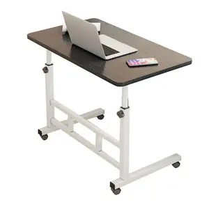 Black Mobile Computer Desk for Small Space Adjustable Height Rolling Work Desk Portable Standing Writing Desk with Wheels for Home Office Study Bedroom