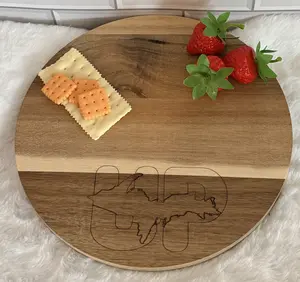 Round Bamboo Cutting Board With Engraved UP