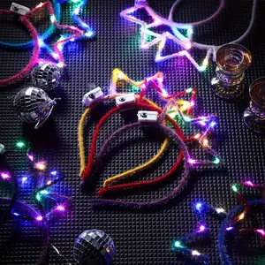 25 pcs LED Crown Headpiece with 3 Flashing Modes Light Up Hairband Graduation Party Concert Photography Props Birthday Halloween Christmas Wedding Party Supplies Masks