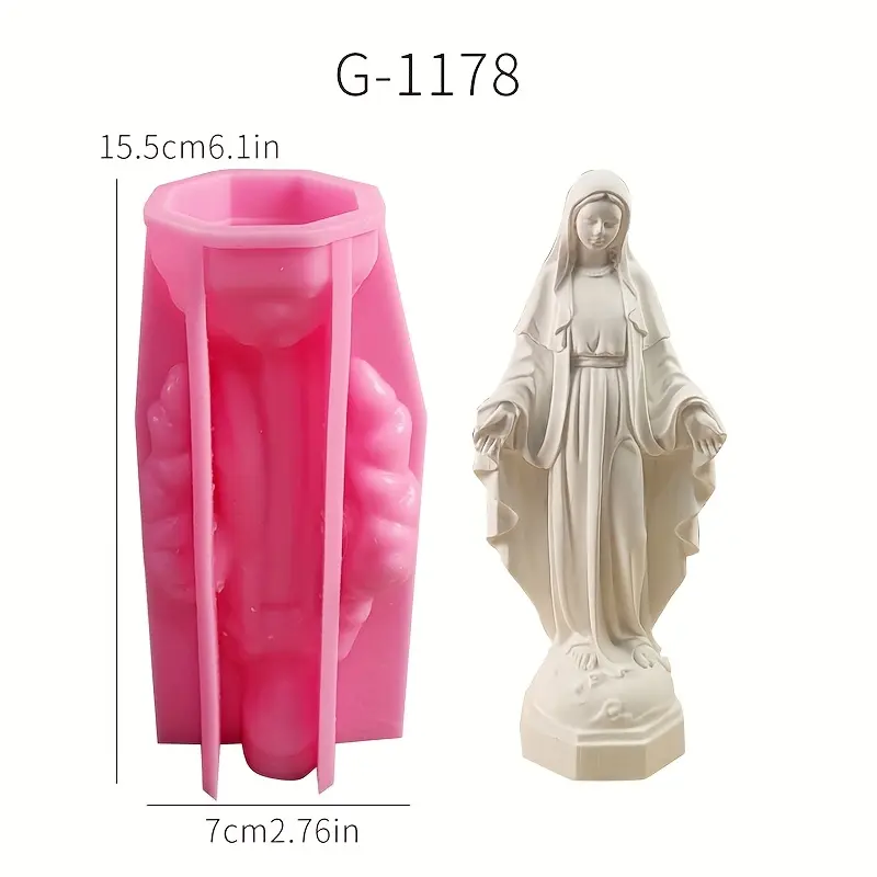 New 1pc, Angel and Virgin Mary ornament, gypsum ornament, candle mold, silicone mold, DIY gypsum silicone mold