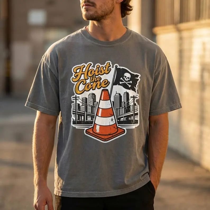 Comfort Colors Hoist The Cone Shirt Funny Graphic Shirt Vintage Washed T Shirt Streetwear Construction Humor Gift