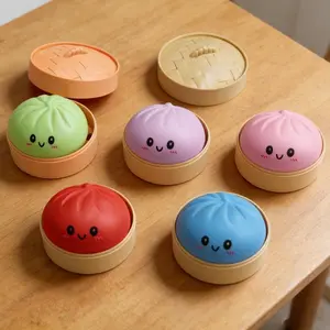 Squishy Dumpling Stress Balls for Adults, Dumpling Squishy Toys for Kids, Dumpling Fidget Sensory Toy, 3.15-inch Diameter Squeeze Dough Ball Stress Relief Toy, Stretchable Stress Ball Squish Toys