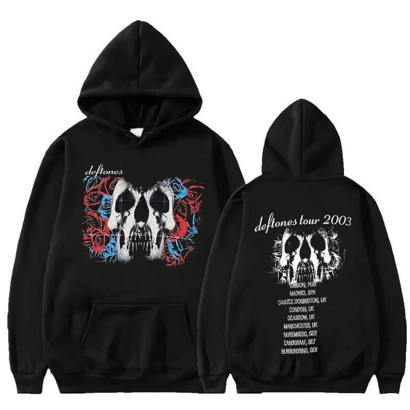 Punk Metal Rock Band Deftones Hoodie Floral Burst Print Hoodie for Men Women Vintage Casual Pullover Streetwear HID-58