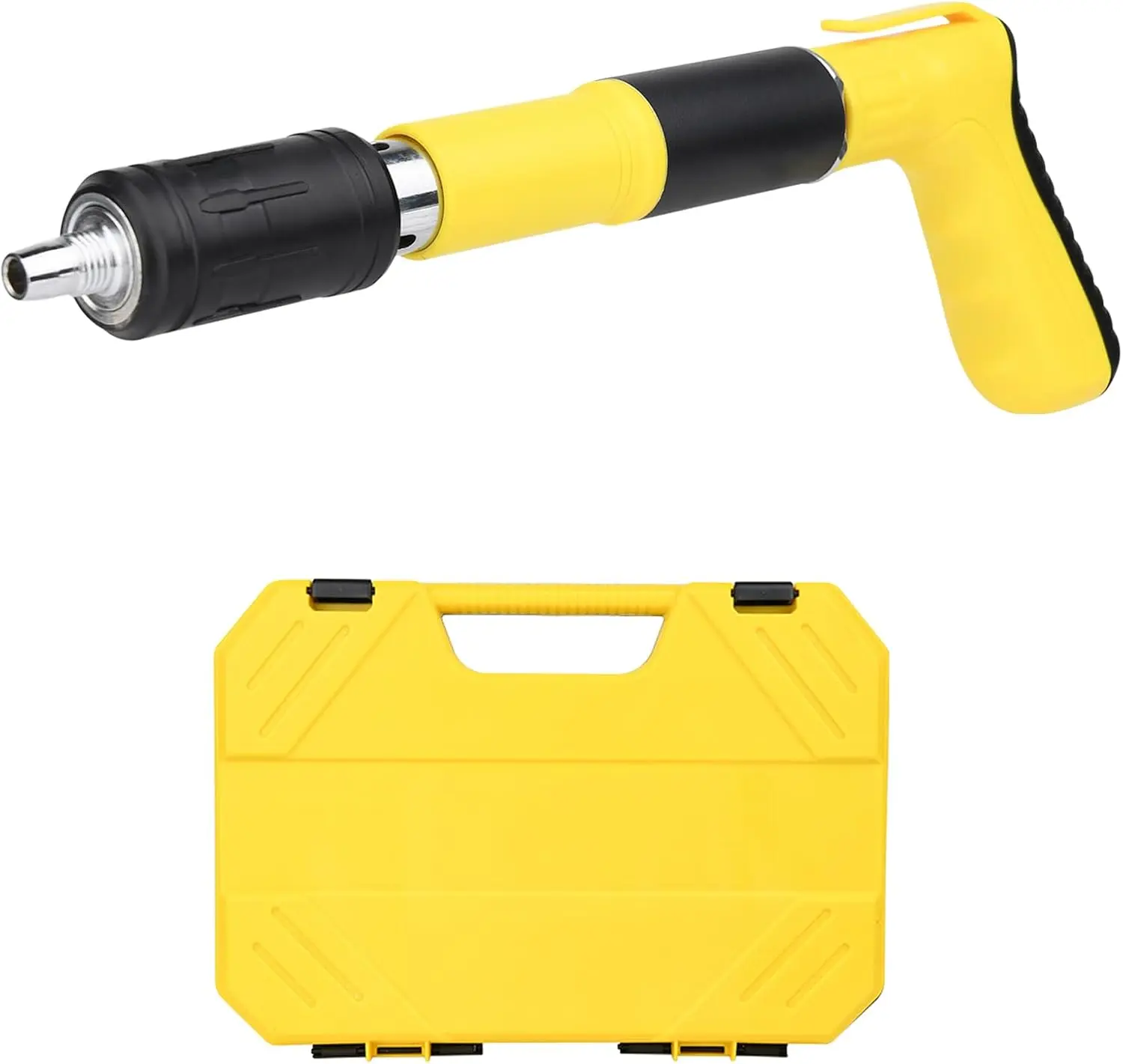 Concrete Nail Gun Kit, 5 Speed Manual Nail Gun for Concrete, Woodworking Decoration Nailer Gun, Wall Fastening Tool (Yellow).