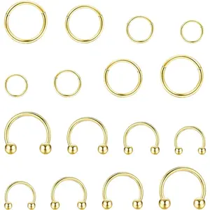 Cassieca 16 Count Surgical Steel 16G Helix Tragus Hoop Earrings Segment Clicker Hinged Nose Rings Hoop Horseshoe Lip Eyebrow Conch Septum Piercing Jewellery 6/8/10/12MM Daily