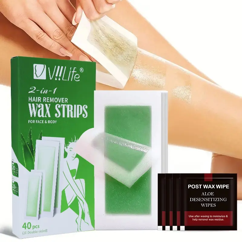 Viilife Aloe Vera Scent Large Dual-Sided Waxing Paper, Disposable Hair Removal Sheets, Underarm Strips, Precision Fast Hair Remover for Arms Legs Back Armpits, Wax Strips, Hair Removal Product