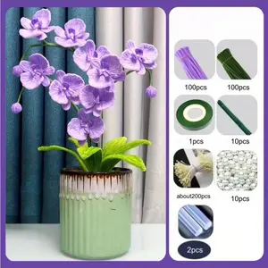 420 Piece Multicolor Twisty Rod Butterfly Orchid Pipe Cleaner Flower Arrangement Set, DIY Craft Material Kit for Mother's Day Graduation Birthday Easter