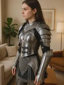 Handmade Women's Medieval Armor Set: Steel Breastplate Chainmail LARP Costume