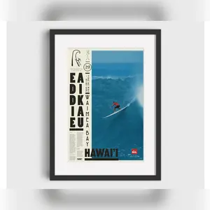 2013 Eddie Aikau Surf Contest Competition Poster Print - Vintage Surfing Poster Retro Surf Beach Decor Surfing Minimal Posters (No Frame)