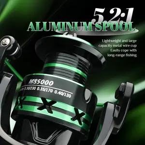 Spinning Fishing Reel 12KG Max Drag Heavy Duty Brake System | Rigid Anti-Twist Metal Construction | 5.2:1 Smooth Gear Stainless Steel Bearings | Large Aluminum Spool Long Distance Casting | Ergonomic Reversible Handle Anti-Reverse | Freshwater & Saltwater