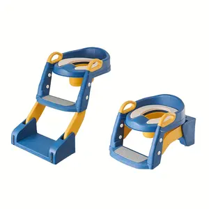 2 in 1 Toddler Potty Toilet Seat Cushion with Ladder Anti-Slip Mat Foldable Potty Trainer Toddler Kids Toilet Training Cushion for Boys and Girls Splash Proof Design Kids Potty Set